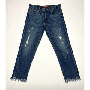 Lucky Brand Sienna Slim Boyfriend Jeans Size 4 Jagged Fray Hem Distressed